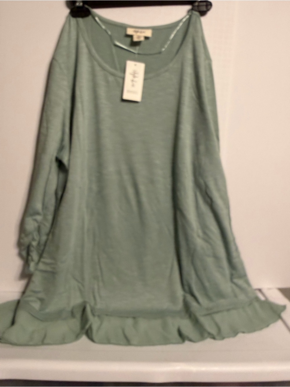 Style & Co. Dusty Jade Scoop Neck Tee - XL two tops green and peach
